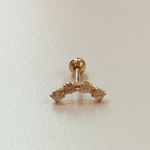 14k Yellow Gold Curved Bar Cartilage Earring.